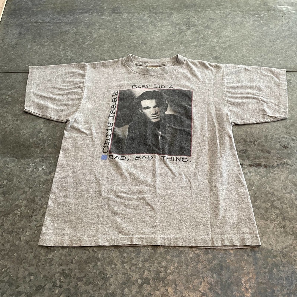 Vintage Chris Isaak Signed Autographed Tee Shirt Gray Medium Baby Did Bad Thing - Picture 2 of 13